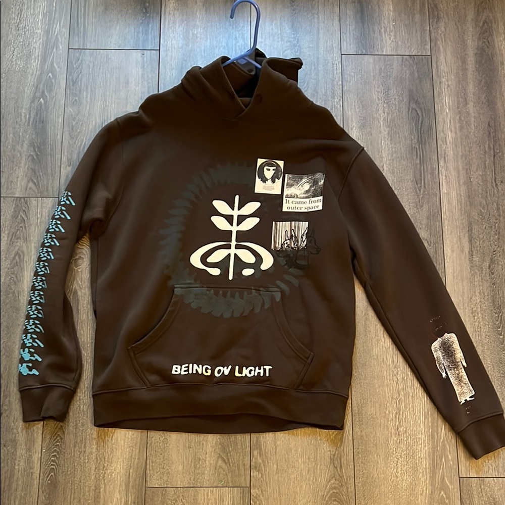 Men's Brown Graphic Hoodie Sweatshirt - Being Ov Light